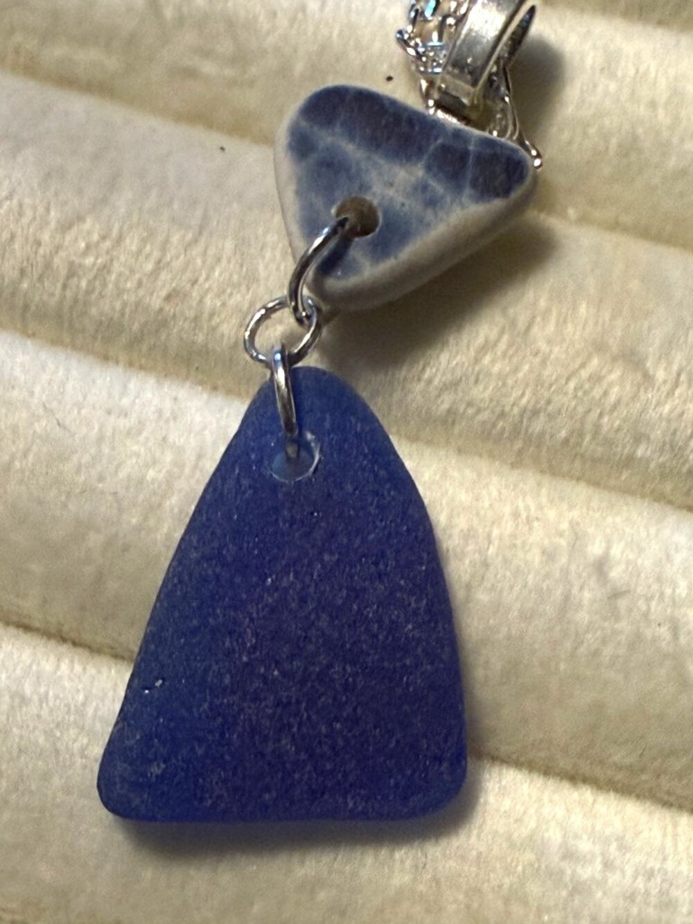 Two Shores Cobalt – Rare Puerto Rico Sea Glass & Barcelona Pottery Necklace
